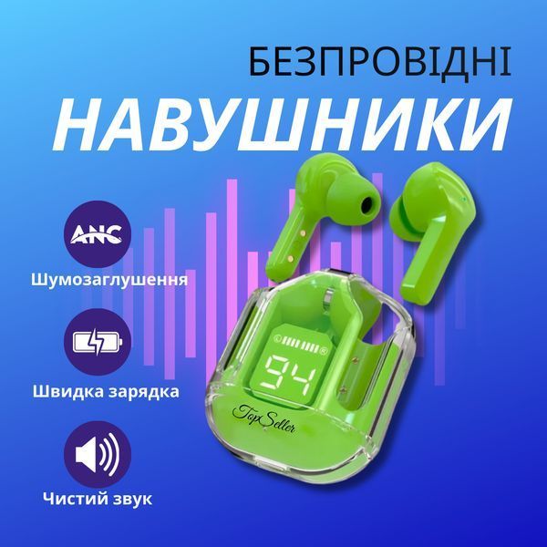Air31 Ultrapods Max Навушники бездротові вакуумні Bluetooth Зелені: Індикатор заряду P00054 фото