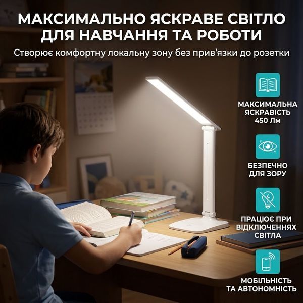 Настільна LED-лампа акумуляторна Rablex RB503 6W 200LM (Touch / Type-C / 18650) RB503 фото