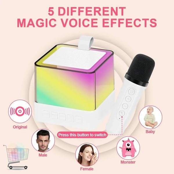 Детское Микрофон Караоке K18 с RGB-подсветкой 2 микрофона: Изменение голоса портативное P000232 фото