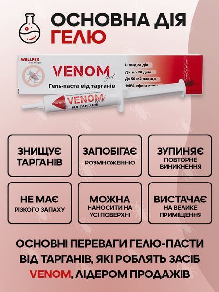 Wellpex Venom Gel Гель-паста от тараканов 35г: Цепное уничтожение без запаха VG30-1 фото