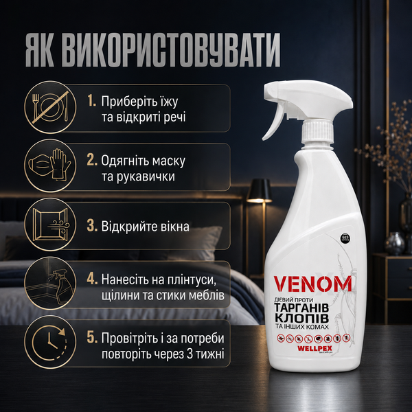 Venom Spray Средство спрей от клопов и тараканов 750мл: Без запаха VS750 фото