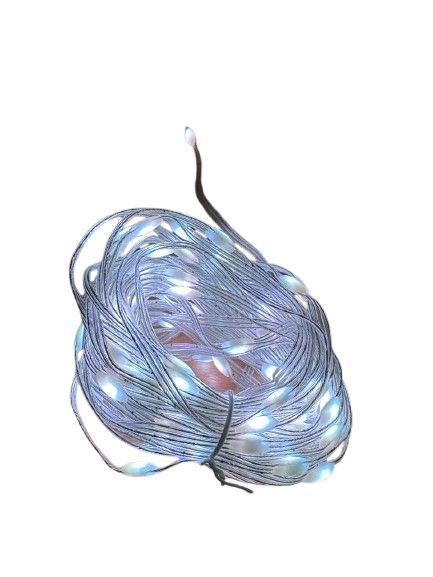 Гірлянда-нитка Біла LED USB із пультом ДУ 10м: Краплі роси для дому та вулиці P000138 фото