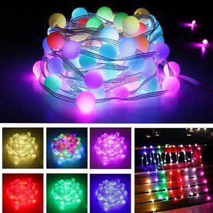 Гирлянда-нить RGB LED матовые шарики USB с пультом ДУ 10м: Цветная для дома P000174 фото