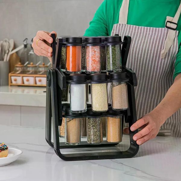Spice Rack Карусель для специй 18 баночек вращающаяся: Кухонный органайзер P000187 фото