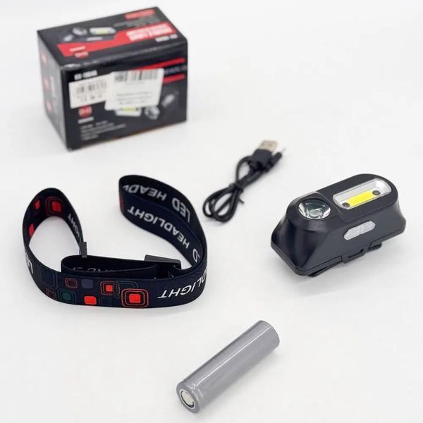 Акумуляторний налобний ліхтар Bailong BL-1804A з датчиком руху COB+XPE на 18650 BL-1804A фото