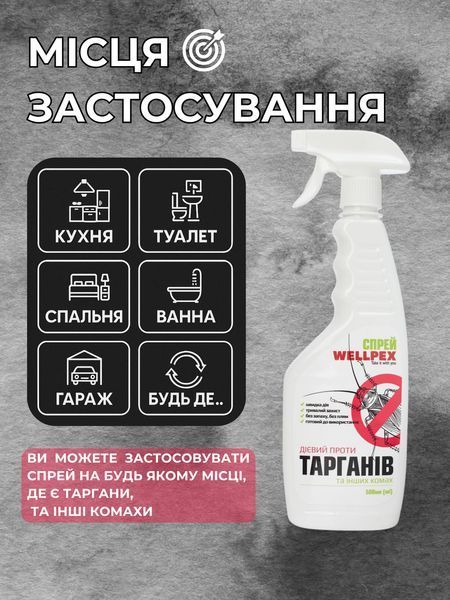 Wellpex Спрей від тарганів 500мл: Без запаху швидке знищення без виходу з дому P000132 фото