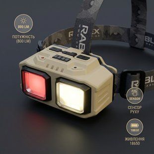 Налобный фонарь Rablex RB971 сенсорный с красным светом 2LED+2COB Type-C 18650 RB971 фото