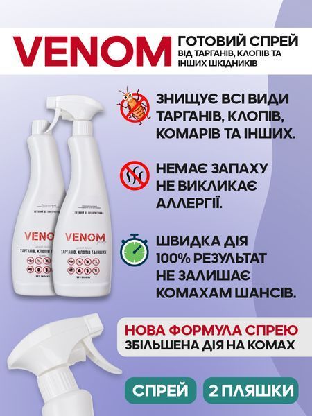 Venom Комплект від тарганів Spray 2&times;750мл + Gel 2&times;25мл: Повна обробка квартири К2 фото