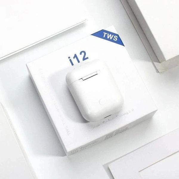 i12 TWS Навушники бездротові з сенсором Білі: Bluetooth компактні для спорту P00060 фото