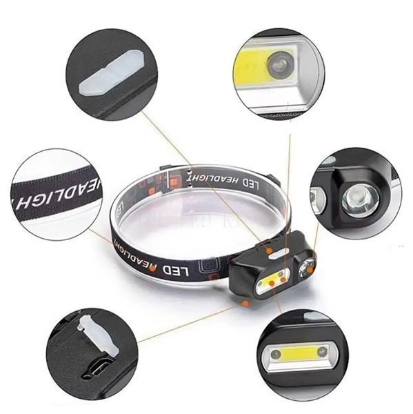 Акумуляторний налобний ліхтар Bailong BL-1804 PL185 LED+COB роздільне керування 18650 BL-1804 PL185 фото