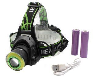 Мощный налобный фонарь Bailong BL-T107-T6 с зумом T6+COB на 2 аккумулятора 18650 BL-T107-T6 фото