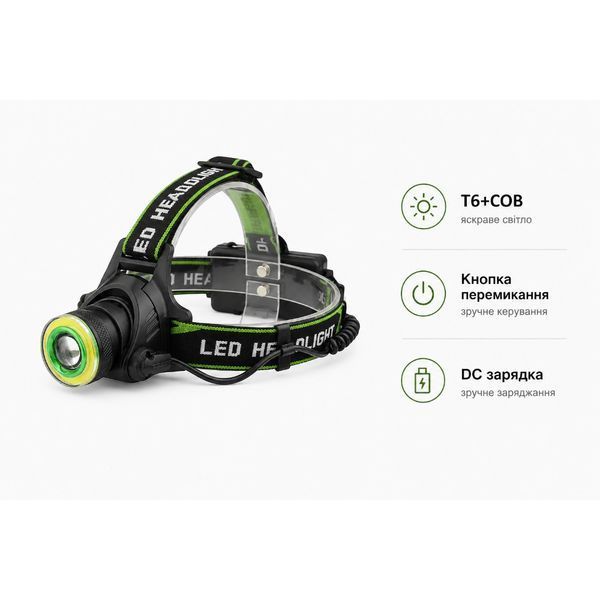 Мощный налобный фонарь Bailong BL-T107-T6 с зумом T6+COB на 2 аккумулятора 18650 BL-T107-T6 фото