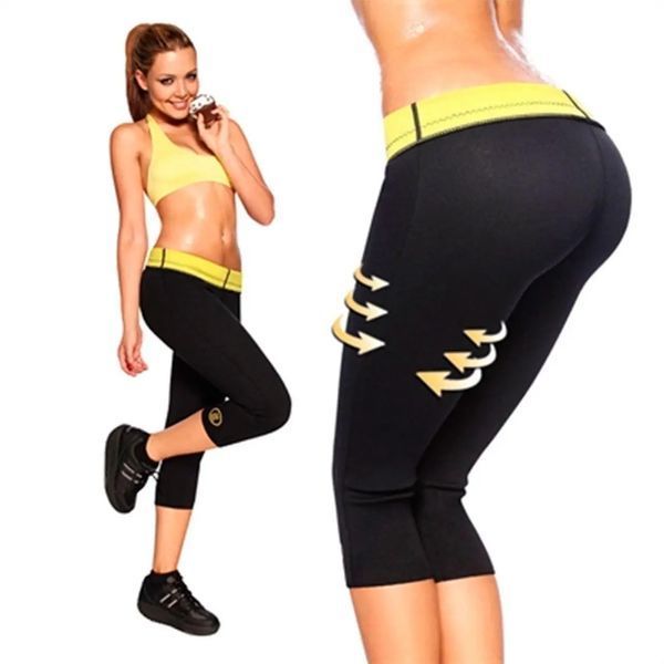 Hot Shapers Бриджи для фитнеса Чёрные с жёлтой вставкой S-XL Neotex: Эффект сауны P00097 фото