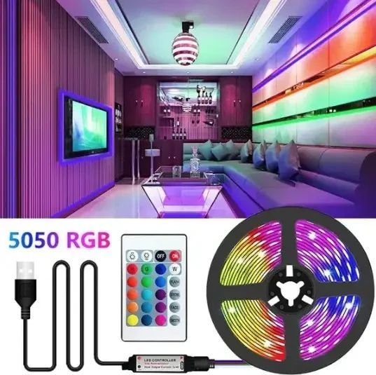 Rope-Lights Гірлянда-стрічка SMD5050-RGB Music USB Bluetooth 5м: LED декор P000126 фото